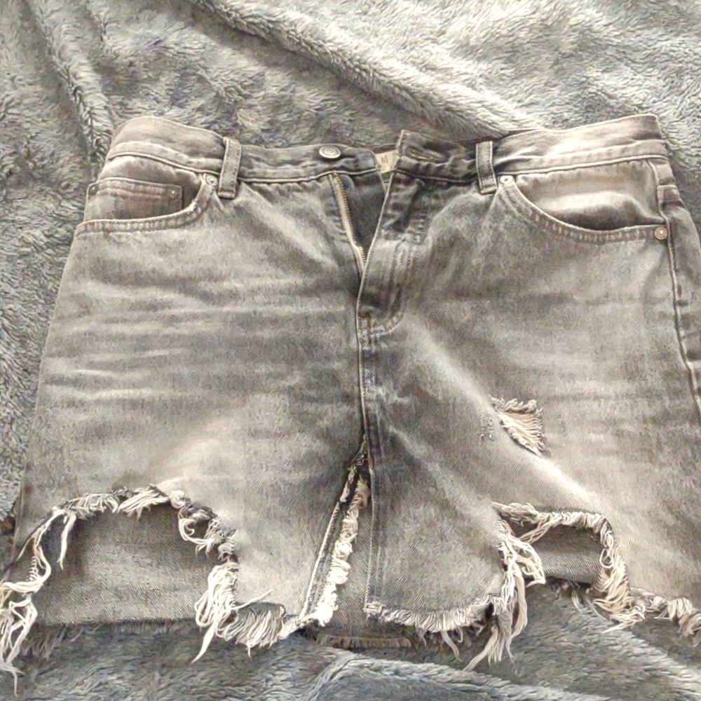 Free People grey denim mini skirt